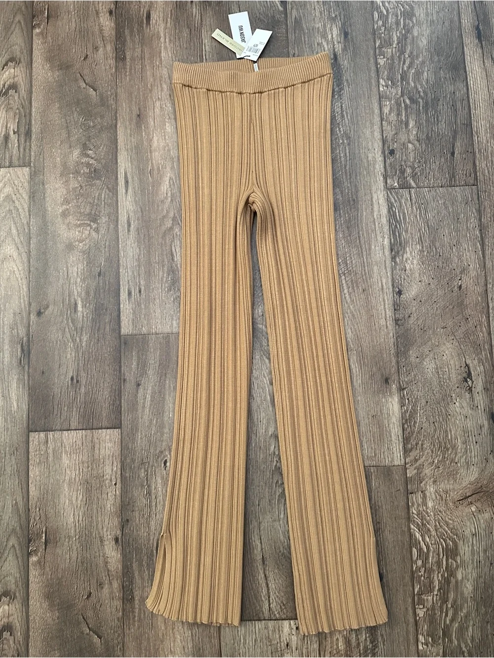 Jason Wu High Stretch Ribbed Straight Pants Women’s Size XS Tan Brown